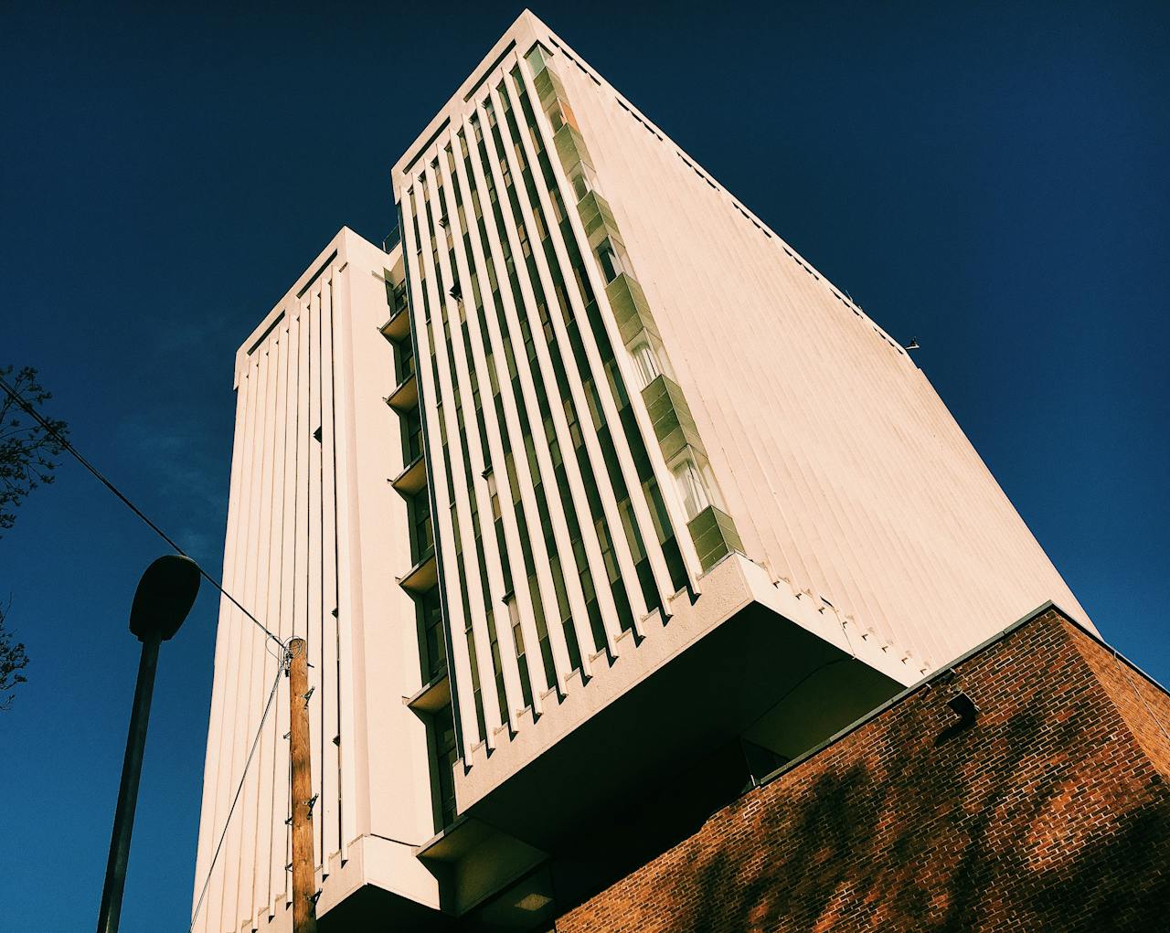 Exterior of modern building under blue sky